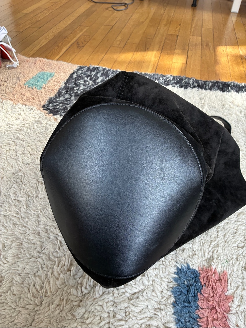 KHAITE - Lotus Black Suede Shoulder Bag - Picture 4 of 7